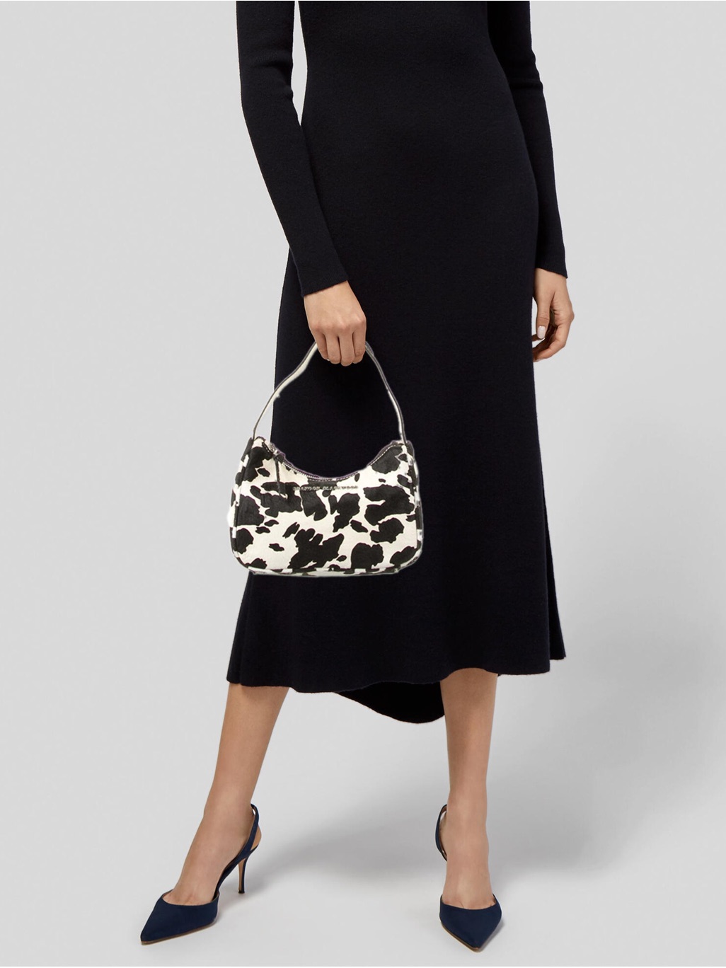 Brand New Brandon Blackwood Pony Hair Cow Print Shoulder Bag — image 3 of 8